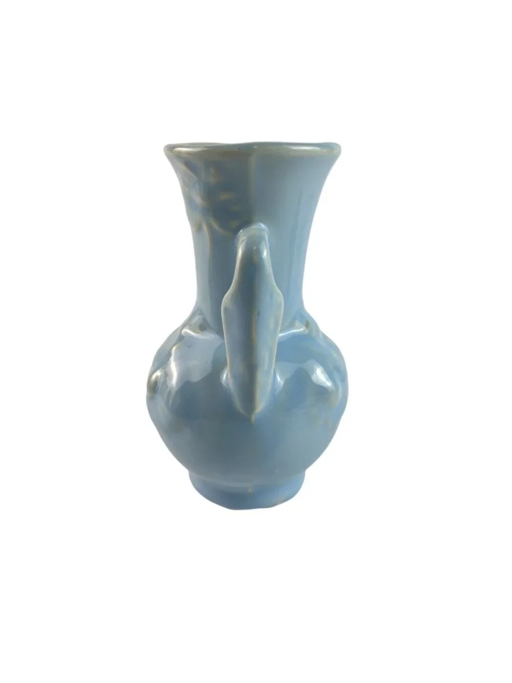 Vintage Shawnee Pottery Daisy Bud Vase, Pastel Blue Embossed Ceramic, 5